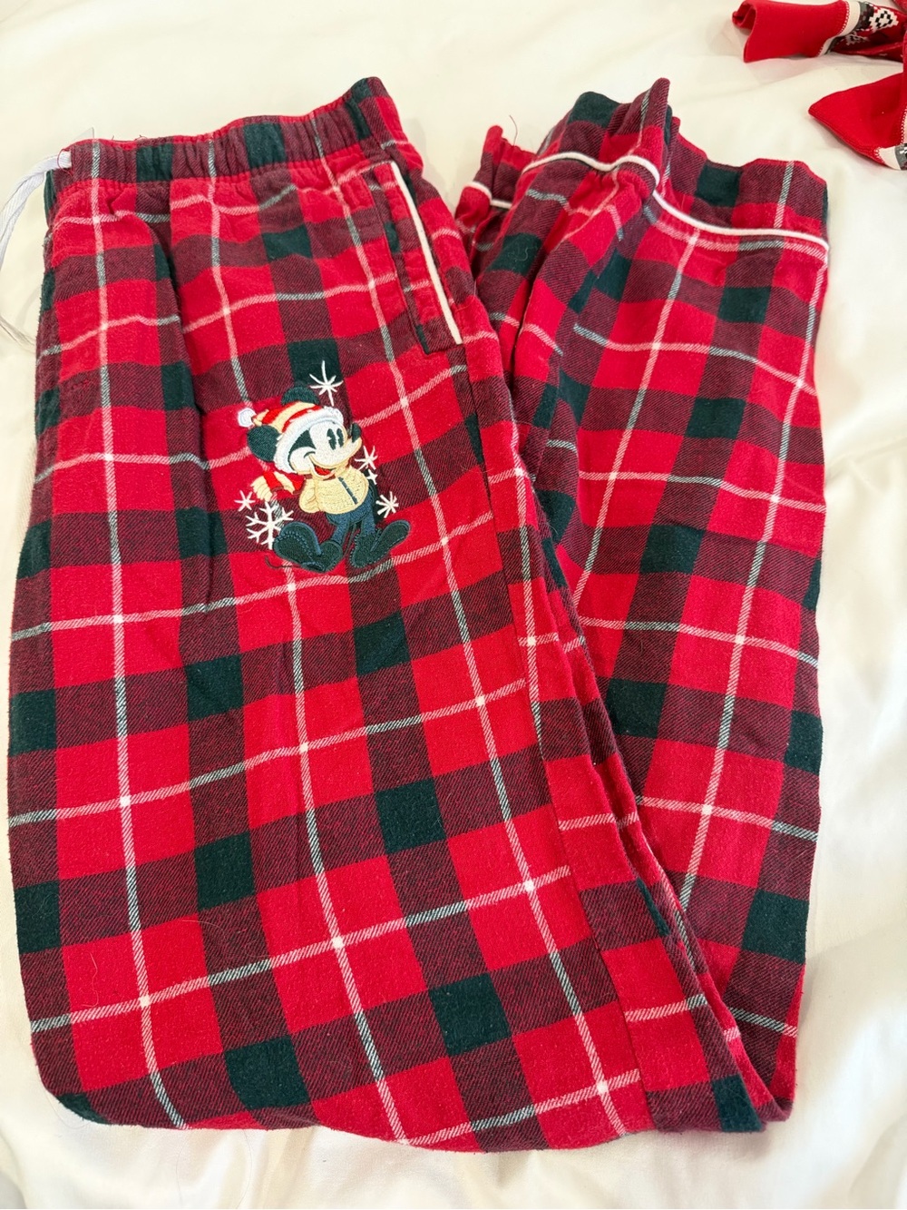Disney Mickey Mouse Red and Black Plaid Flannel Pajama Bottoms - Picture 3 of 5